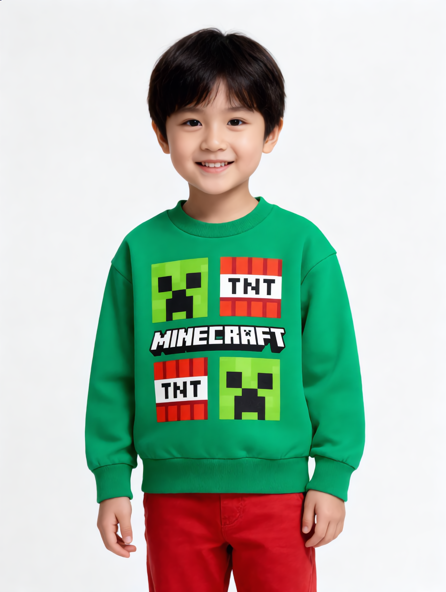 Boys’ Green Minecraft Graphic Crew Neck Sweatshirt